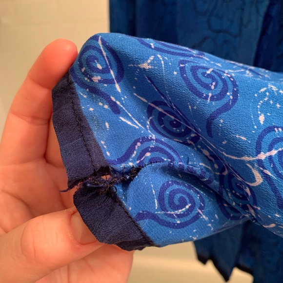 Harshita Water Flora Silk Button Down Blouse - Picture 13 of 15